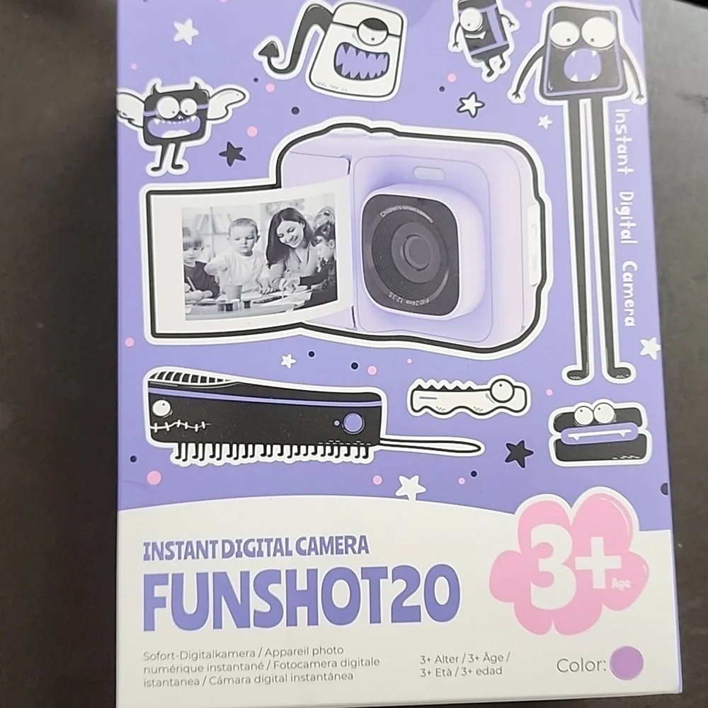 Purple Instant Digital Print Camera New Kids FUNSHOT20